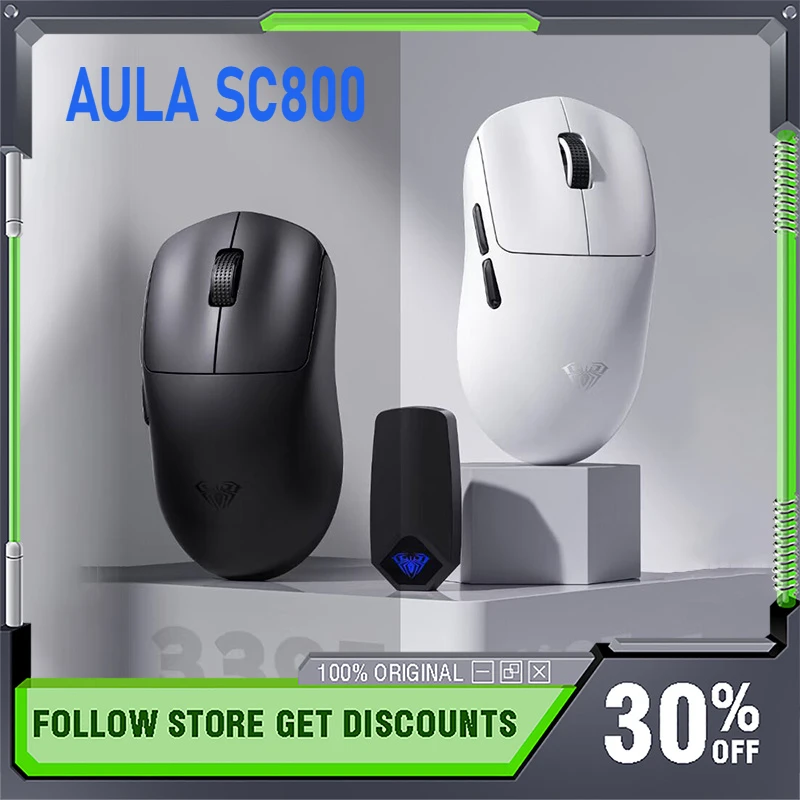 AULA SC800 Dual Mode Gaming Mouse PAW3395 Sensor Wireless 8K Returns Gaming PC Lightweight High Performance Long Battery Life