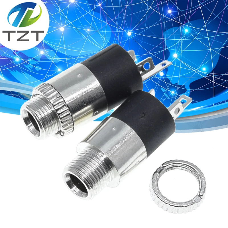 10Pcs PJ392 3.5MM Stereo Female Sockect Jack with Screw 3.5 Audio Headphone Connector PJ-392 Cylindrical Socket