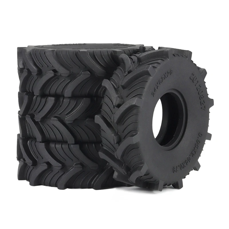 4 PCS 1.0 Mud Terrain Wheel Tire Rubber Tyre 62X20mm Black For Axial SCX24 AX24 FCX24 TRX4M 1/18 1/24 RC Crawler Car Parts