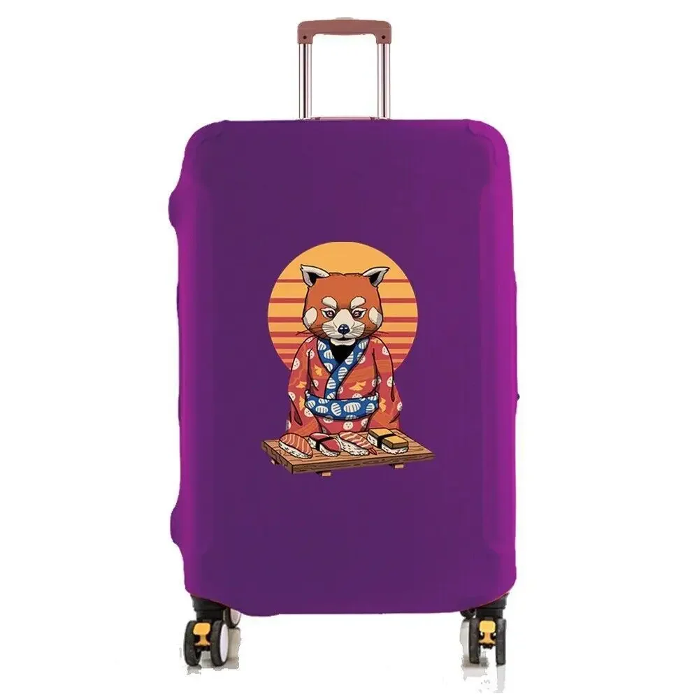 Red Panda Sushi Print Luggage Cover Elastic Suitcase Protector Dustproof Anti Scratch Fit 18-32 Inch Luggage