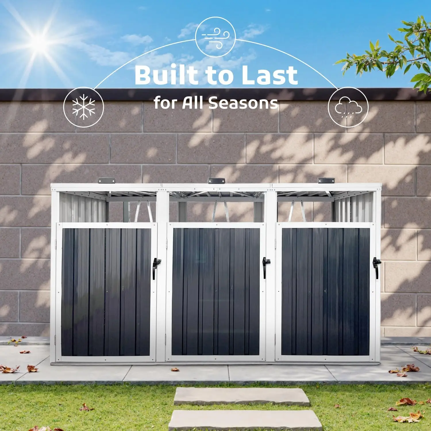 

Сарай для хранения мусорного бака на открытом воздухе, большие мусорные баки из оцинкованной стали, с запирающейся дверью и крышкой для хранения с автоматическим буфером, горячая распродажа