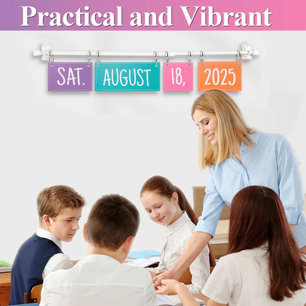 

Rainbow Flip Calendar Bulletin Board Set with Holder, Adjustable Calendar Holder Includes 54 Date Cards for Classroom Home Decor