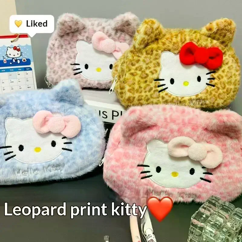 

Cute Cartoon Colorful Plush Hello Kitty Pencil Case Kawaii Large Capacity Stationery Pencil Pouch Multi-functional Storage Bag