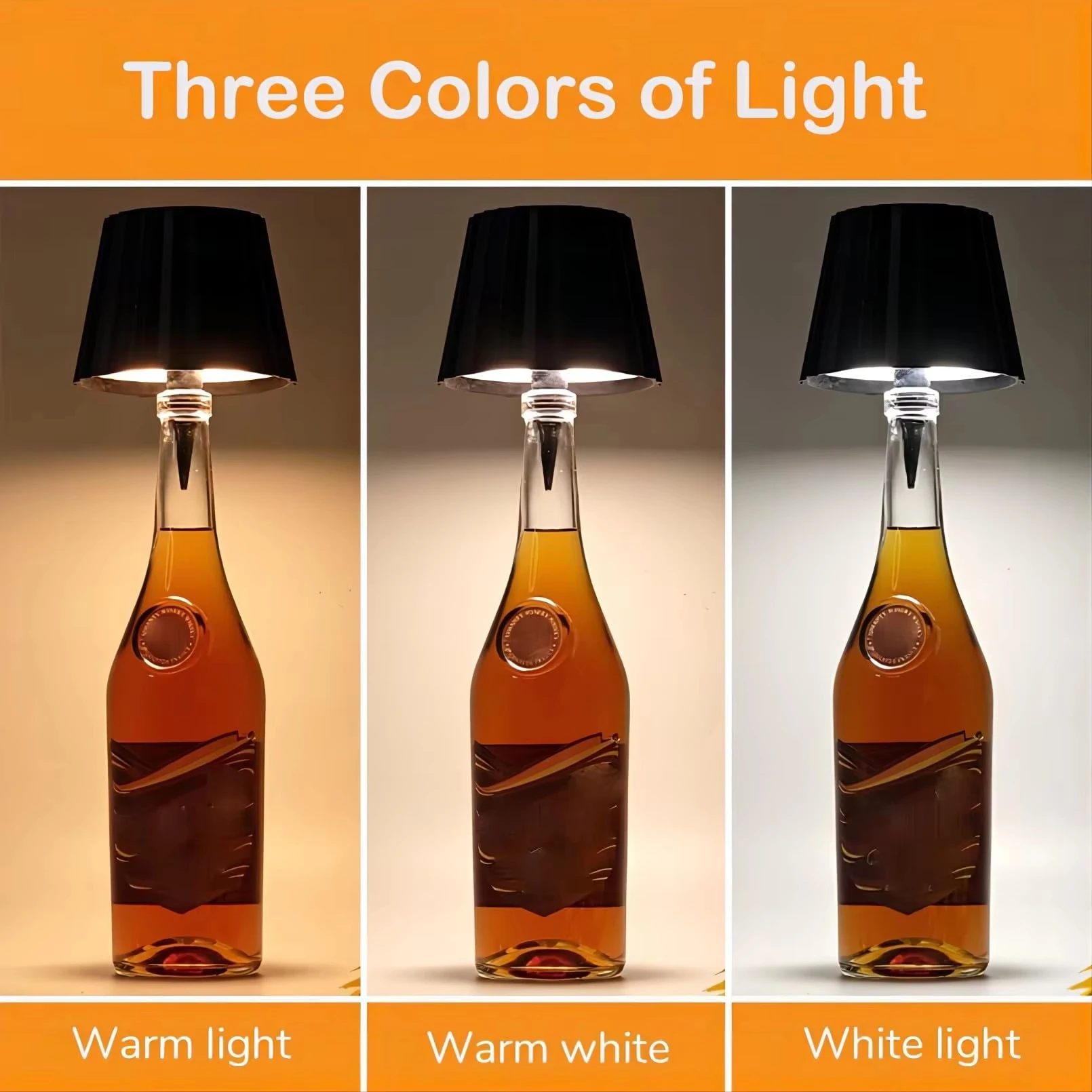 USB Charge Bottle Table Lamp Touch Control 3 Colors and Stepless Dimming Night Lamp For Restaurant Bar Wine Bottles Desk Lights