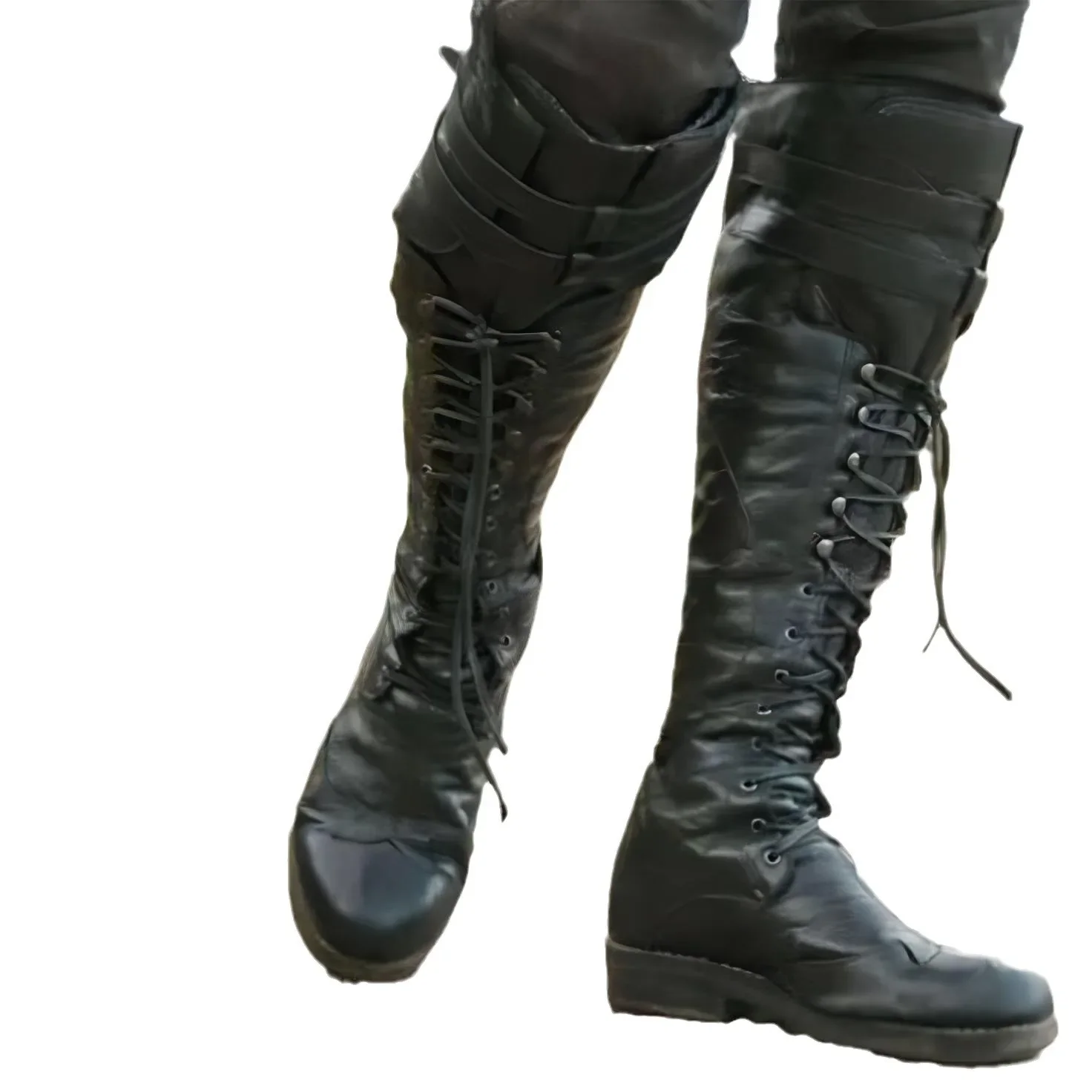 Botas Medievales Boots Hombre Vintage Steampunk Cosplay Men Winter Viking Pirate Pu Leather Shoes Carnival Party Fancy Knight
