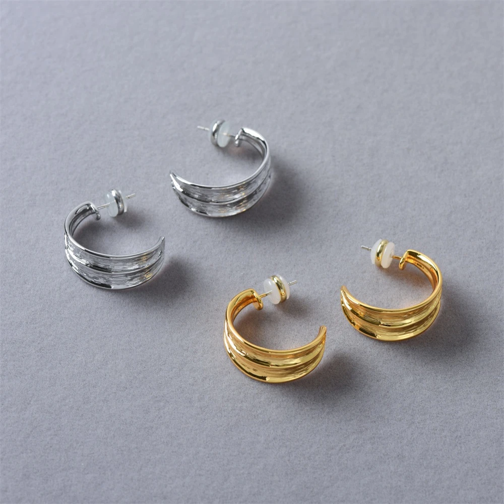 

Серьги-кольца S925 из серебра, минималистичные, двухслойные, текстурированные, для женщин, модные, элегантные, высококачественные