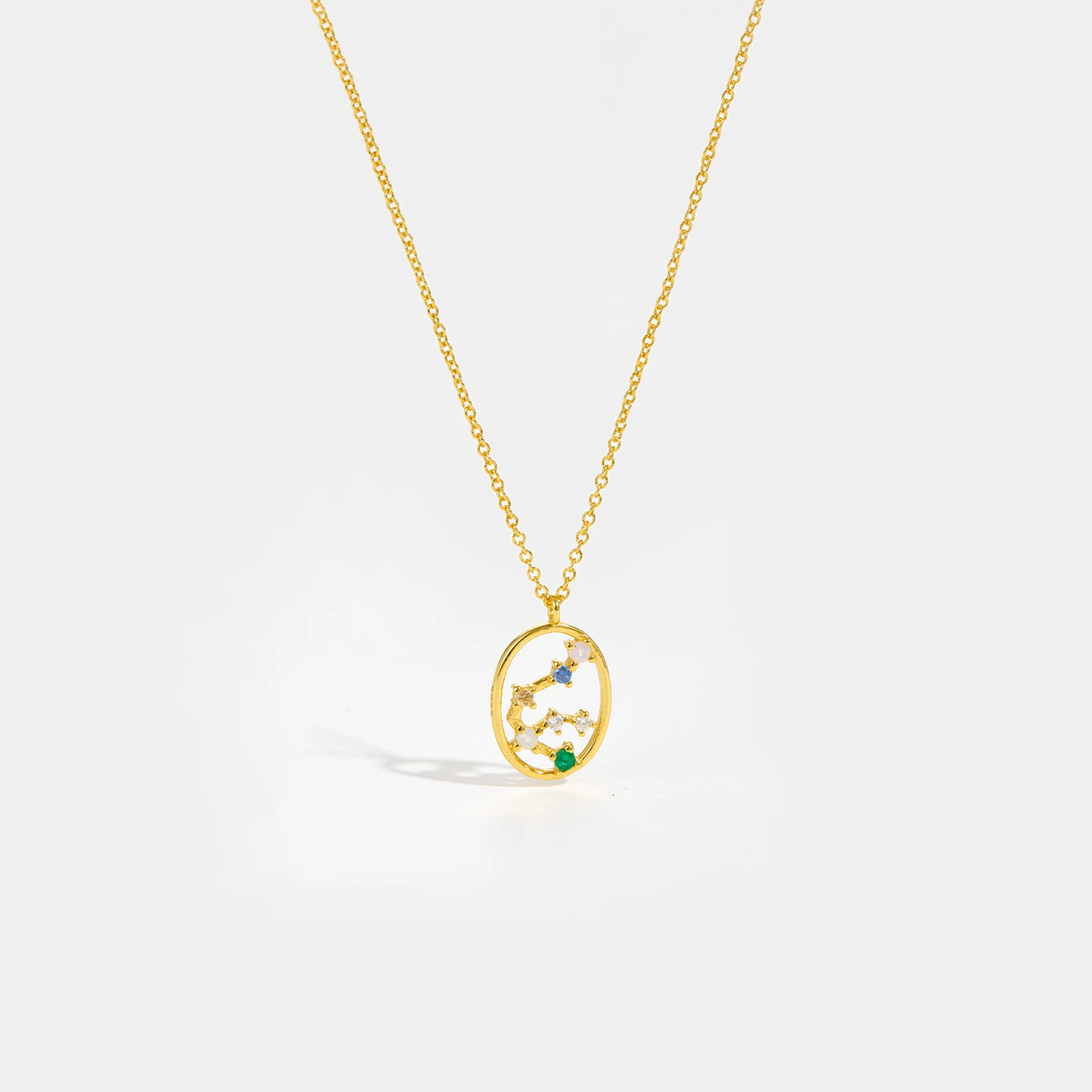VEWANT kobiety 925 srebro złoto 12 urok konstelacji Hollow naszyjnik długi łańcuszek prezent urodzinowy Fine Jewelry — zdjęcie 6