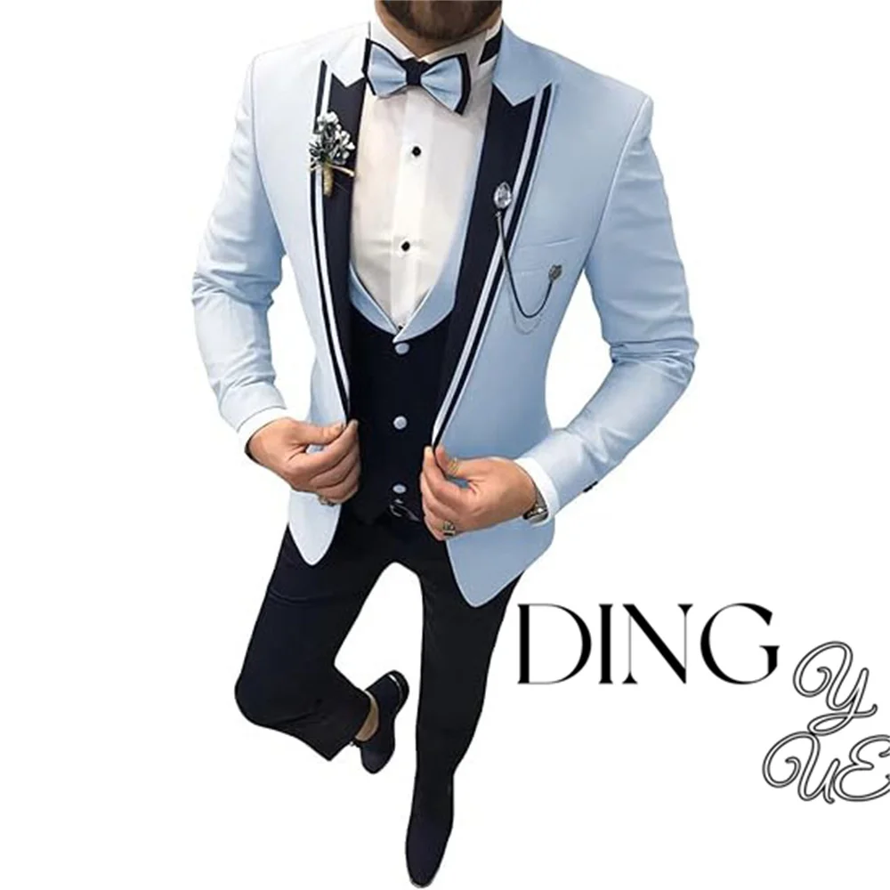 Men's Tuxedo Suit 3 Piece Slim Fit Tuxedo for Men Wedding Suit Prom Tuxedo Suit Blazer Vest Pants Set