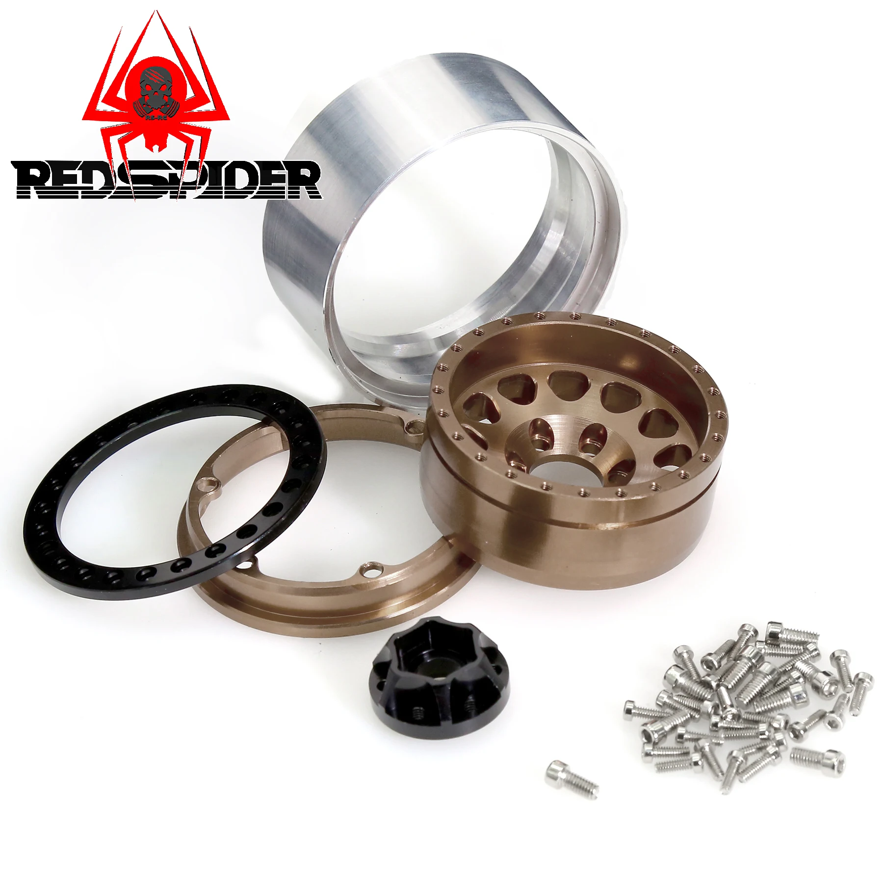 4 Uds. Llanta de rueda de aluminio de 1,9 "Beadlock Deep Dish con desplazamiento negativo de 11mm para coche trepador de control remoto TRX4 Axial SCX10 1/10