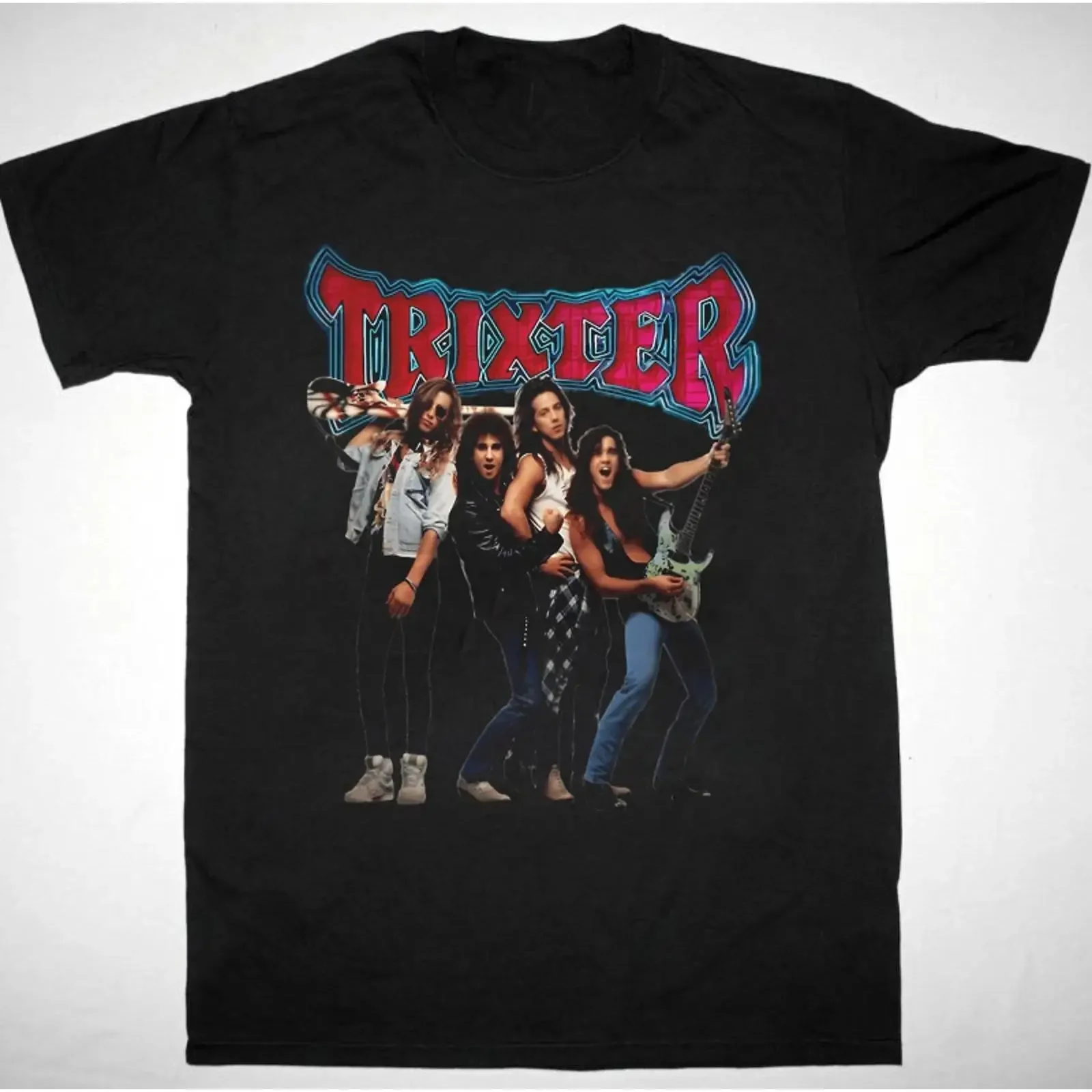 NUEVA Camiseta Trixter para Fans, Negra, Todas las Tallas, Estilo Vintage, Lavada, Cómoda, Ligeramente Transpirable, para Uso Diario, Elástica