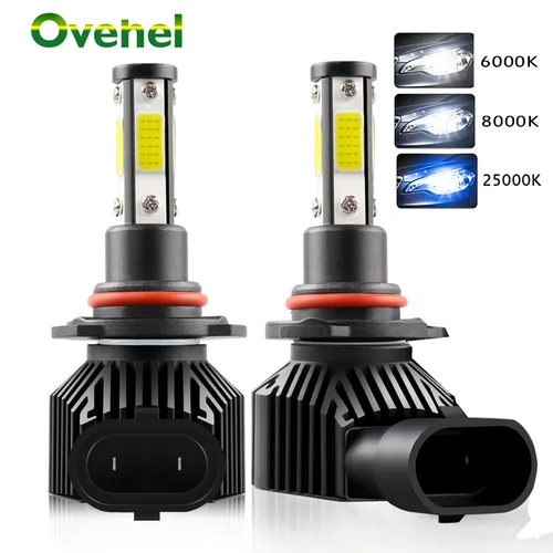 OVEHEL 2 piezas LED de 360 grados 140000 LM H7 H11 bombilla LED H1 H4 H8 H9 9005 HB3 9006 HB4 faro de coche automático 6000K luz antiniebla 12V 6000K
