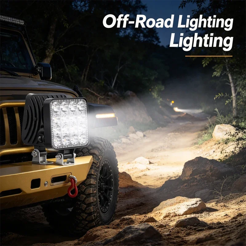 Automotive LED Mini Square 16LED Plastic 48W ABS 12V Off road Vehicle Forklift Headlamp