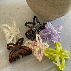 Romantic Spring Color Acetate Butterfly Grip Temperament and Beautiful Hollow Bow Barrettes Hair Claw Small Headwear Hair Claws