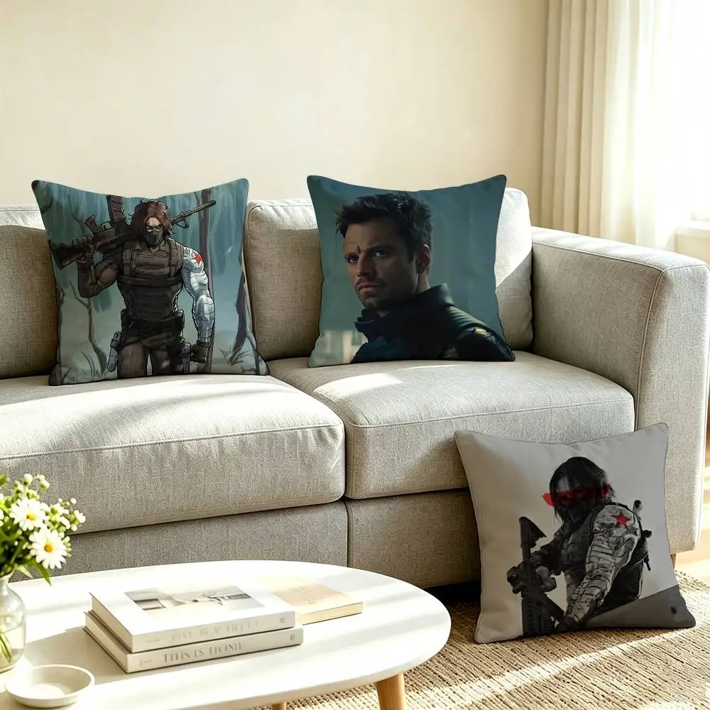 B-Bucky Barnes Winter Soldier Square Double-Sided printed Pillow Case Bedroom Bedside Pillow Sofa Cushion Cover