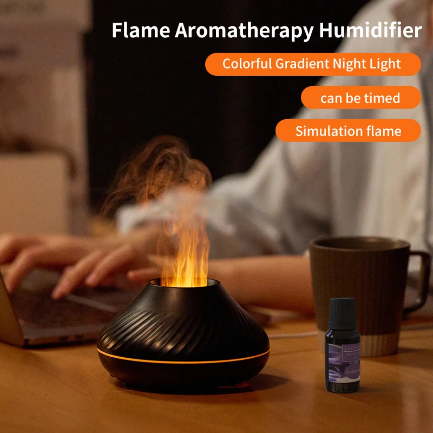 

Compact Portable Mini LED Fire Flame Essential Oil Diffuser - Stylish and Convenient Aromatherapy Tool for Home, Office, and Spa