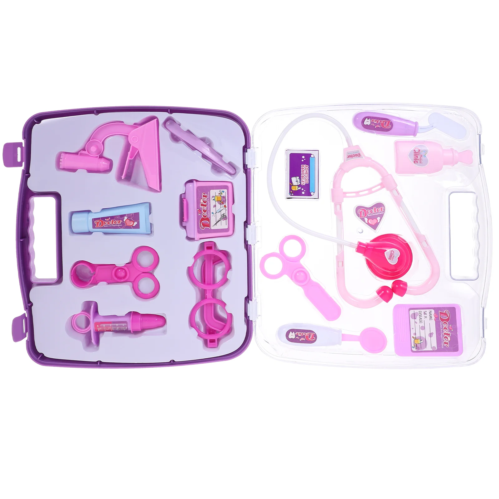 Kit de docteur pour les tout-petits de 3 à 5 ans, 14 pièces, jouets pour filles, pour faire semblant de jouer au docteur dos médical, violet