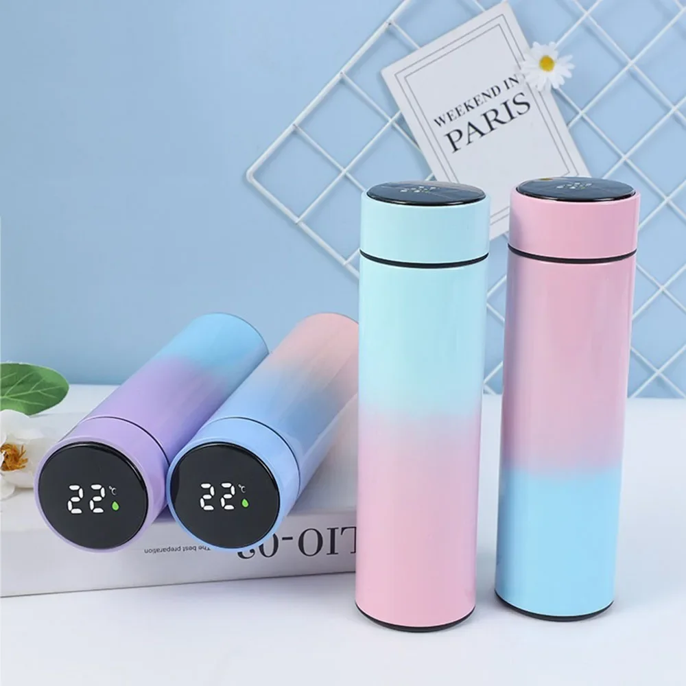 500ML Smart Insulation Cup Mini Thermos Cup Water Bottle Led Digital Temperature Display Stainless Steel Thermos Cup