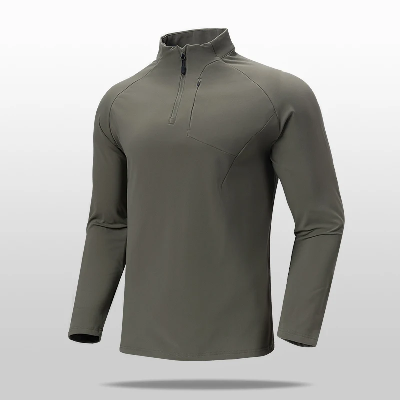Men's Stand Collar Thermal Sweatshirt Soft Anti-Pilling Slim Fit Workout Jumper Warm Training Sportswear for Autumn Winter