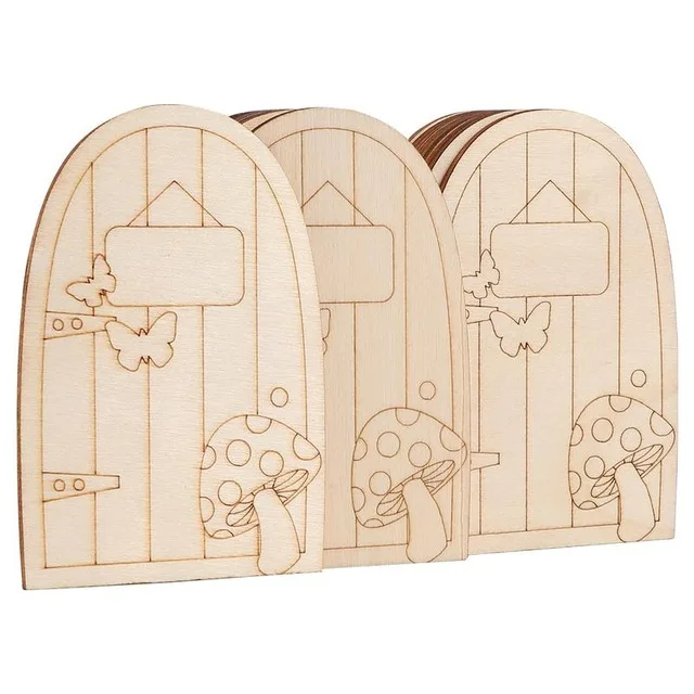 

10pcs Fairy Door Miniature Wooden Garden Doors Windows Unfinished Window Mini House DIY Craft for Wall Home Party Decoration