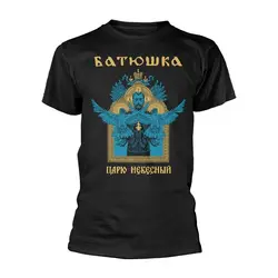 Batushka-carju NIEBIESNYJ-camiseta negra, estampado frontal y trasero, manga corta, 100% algodón, alta calidad, xxx-large