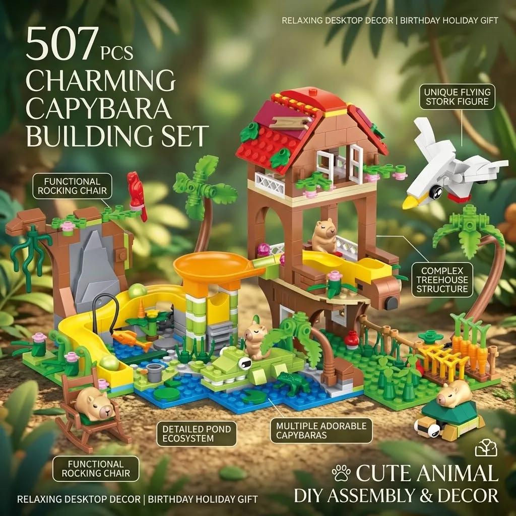 775PCS MOC Summer Pool Villa Building Blocks, City Apartment House with Slide & Minifigures, DIY Toy, Birthday Gift for Girls