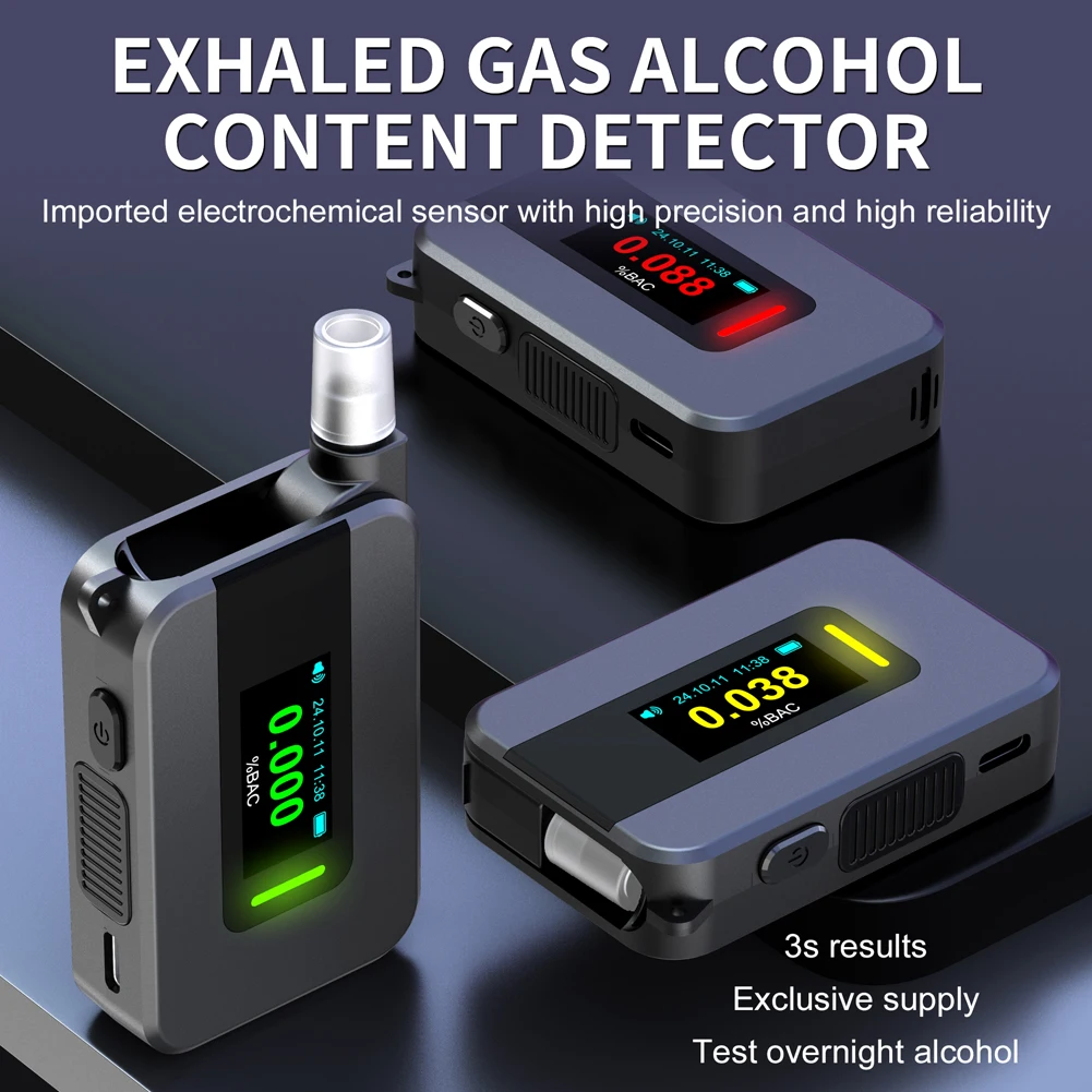 Electrochemical Alcohol Tester Voice Report High Precision Blowing Drunk Driving Alcohol Tester for Outdoors Expressway