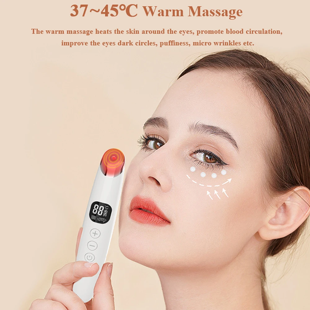 Ionic Eyes Gesichtsmassagegerät Pen Beheizter Vibrator Rotlichttherapie Gesicht Schönheit Gerät Falten Anti-Ageing Augenmassage