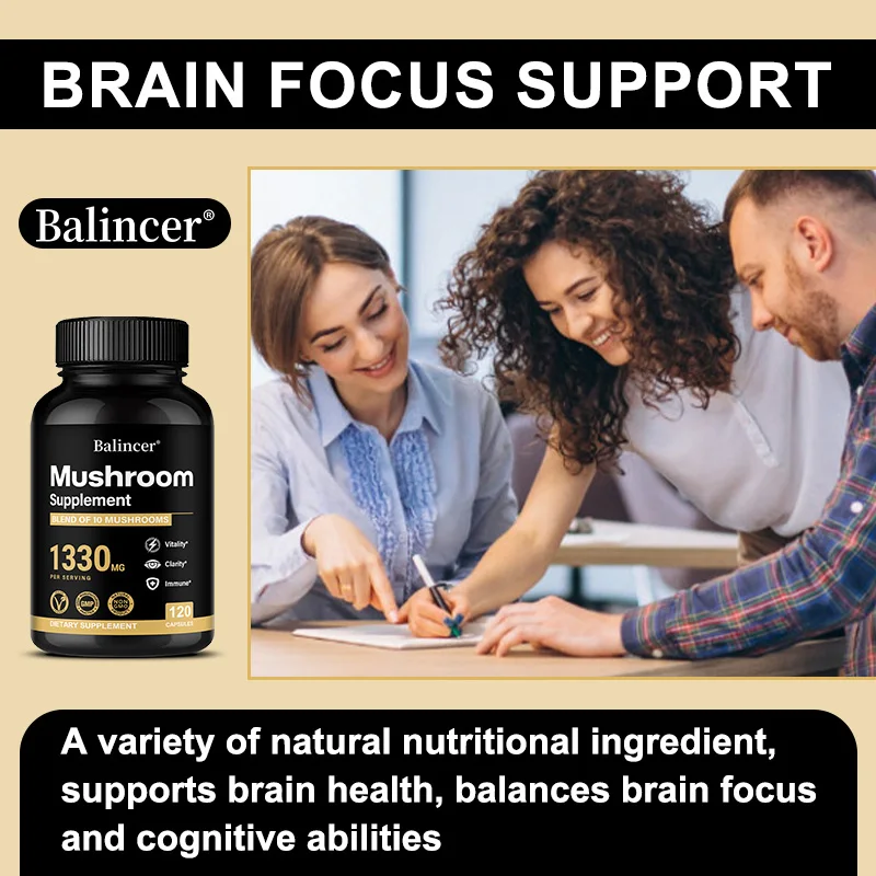 Mushroom Complex Capsules, Lions Mane, Cordyceps, Reishi & Shiitake, Cognitive Clarity, Focus, Mood, Energy & Immune Support view 3