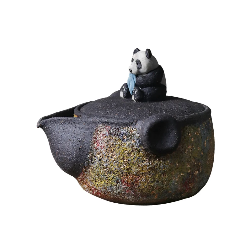 Three Time High Yue Pure Handmade Rock Mineral Treasure Bottle Pot Panda Lid Bowl Ceramic Kung Fu Tea Set Teapot Single Wood