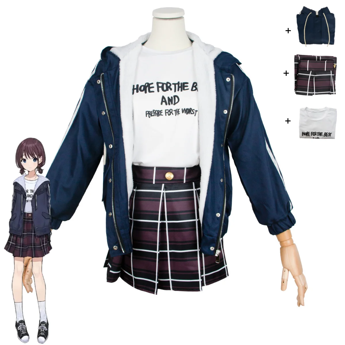 Anime Girls Band Cry Iseri Nina Costume Cosplay Togenashi Togeari Togetoge Cappotto invernale Gonna Parrucca Donna Kawaii Abito natalizio