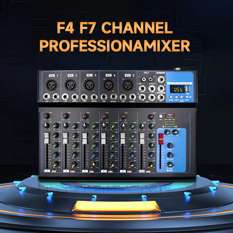 

7 Channels Factory audio recording mixer Blue-Tooths usb mixer audio ktv Stage performance mixing console