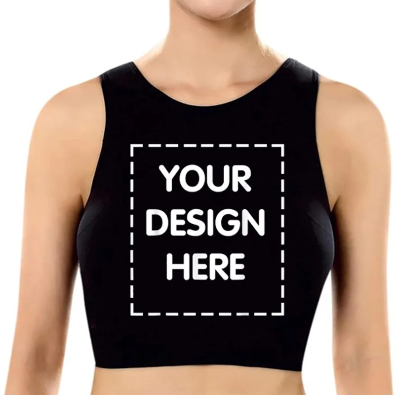 Summer Short Sleeve  Customize T Shirt Crop Tops Fashion T-Shirt Diy Your Own Design Print Pattern O Neck  Cropped Women