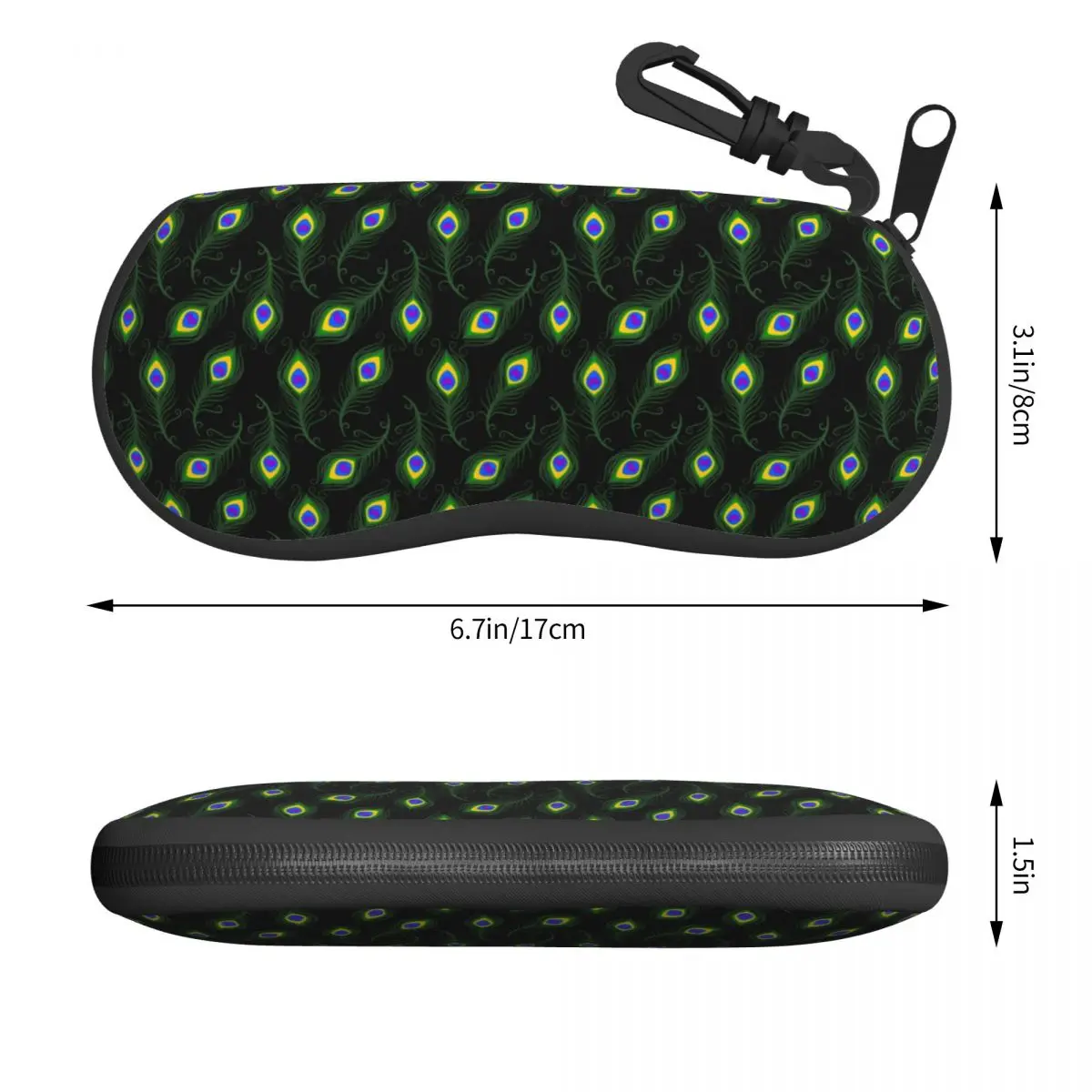 Peacock Feathers Horizontal Glasses Case Animal Print Male Female Personalized Sunglasses Pouch Soft Daily Eyeglasses Accessory