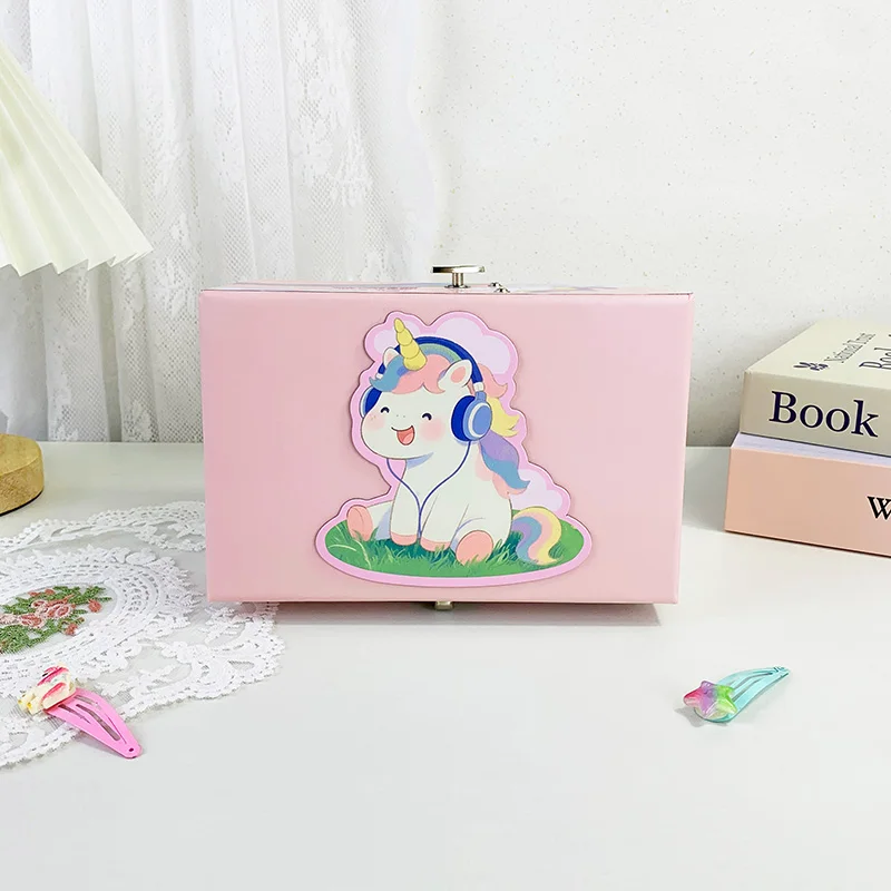 

1PcsPink Square Music Jewelry Box,3D Unicorn Music Box,Cardboard Rotating Unicorn Music Jewelry Box,suitable For Home Decoration
