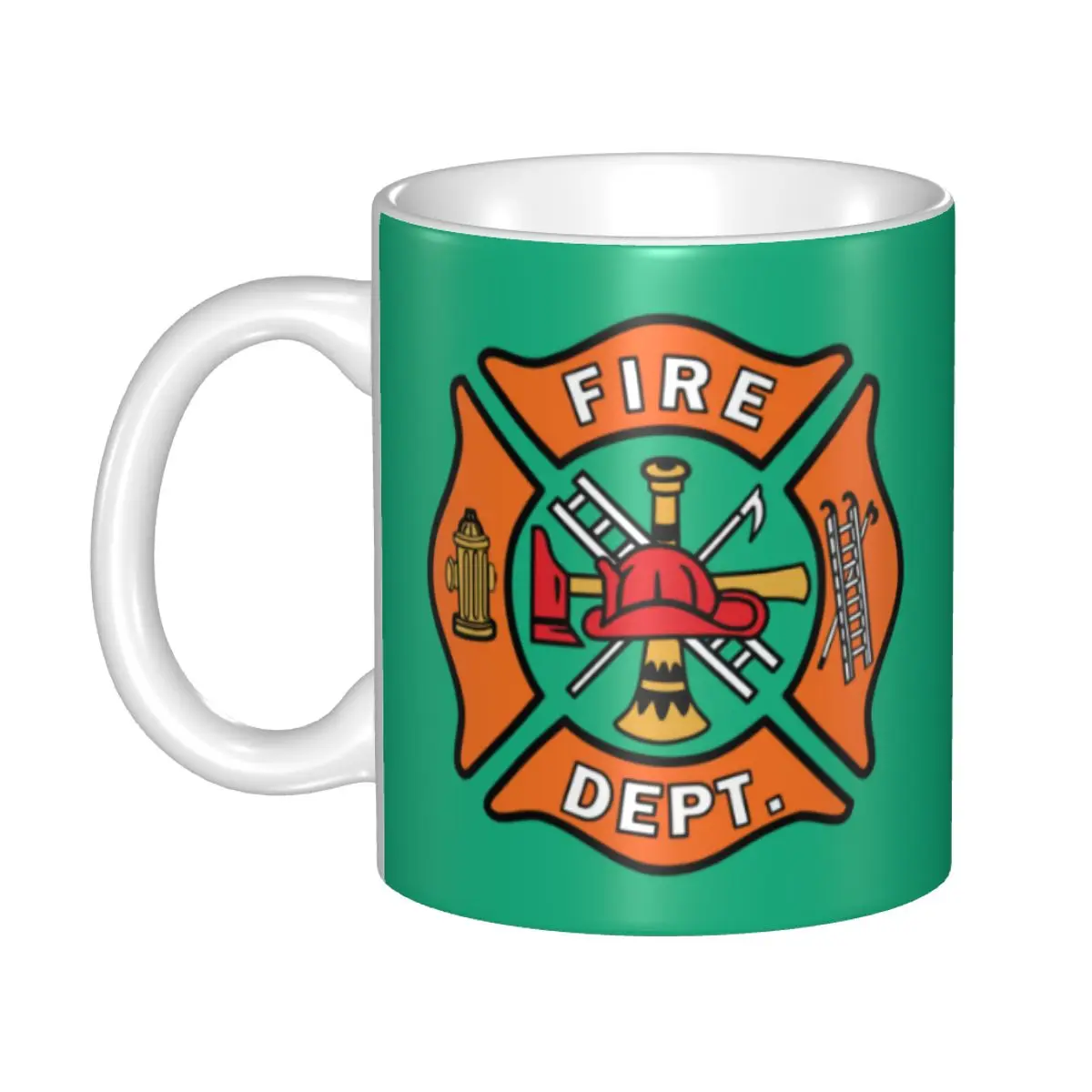 DIY Blue Fire Department Ceramic Mug Personalized Rescue Firefighter Coffee Cup Creative Gift