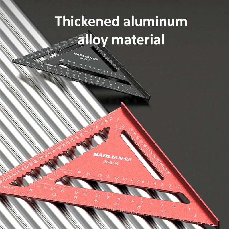 7/12 인치 삼각형 눈금자 고정밀 90도 목공 각도 눈금자 미터법 및 제국 알루미늄 합금 목공 도구