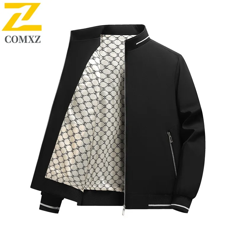 

COMXZ Мужская уличная куртка Роскошная офисная удобная куртка на молнии с воротником-стойкой Деловая повседневная легкая осенняя мужская одежда