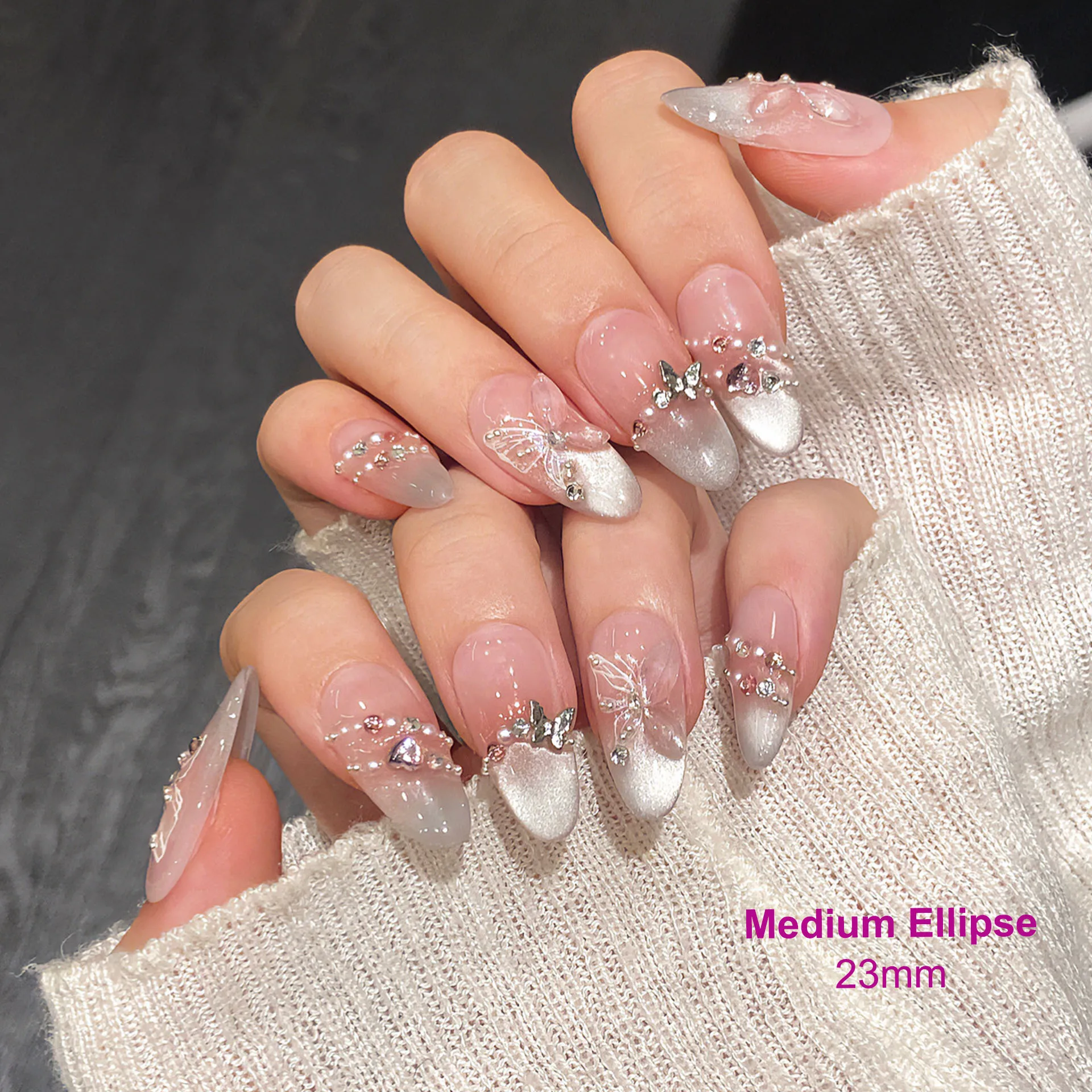 

YH001-14 Пресс для ногтей ручной работы, 10 шт., зеркало, луна, бабочка, кошачий глаз, носимый бант, яркий бриллиант, накладные накладные ногти