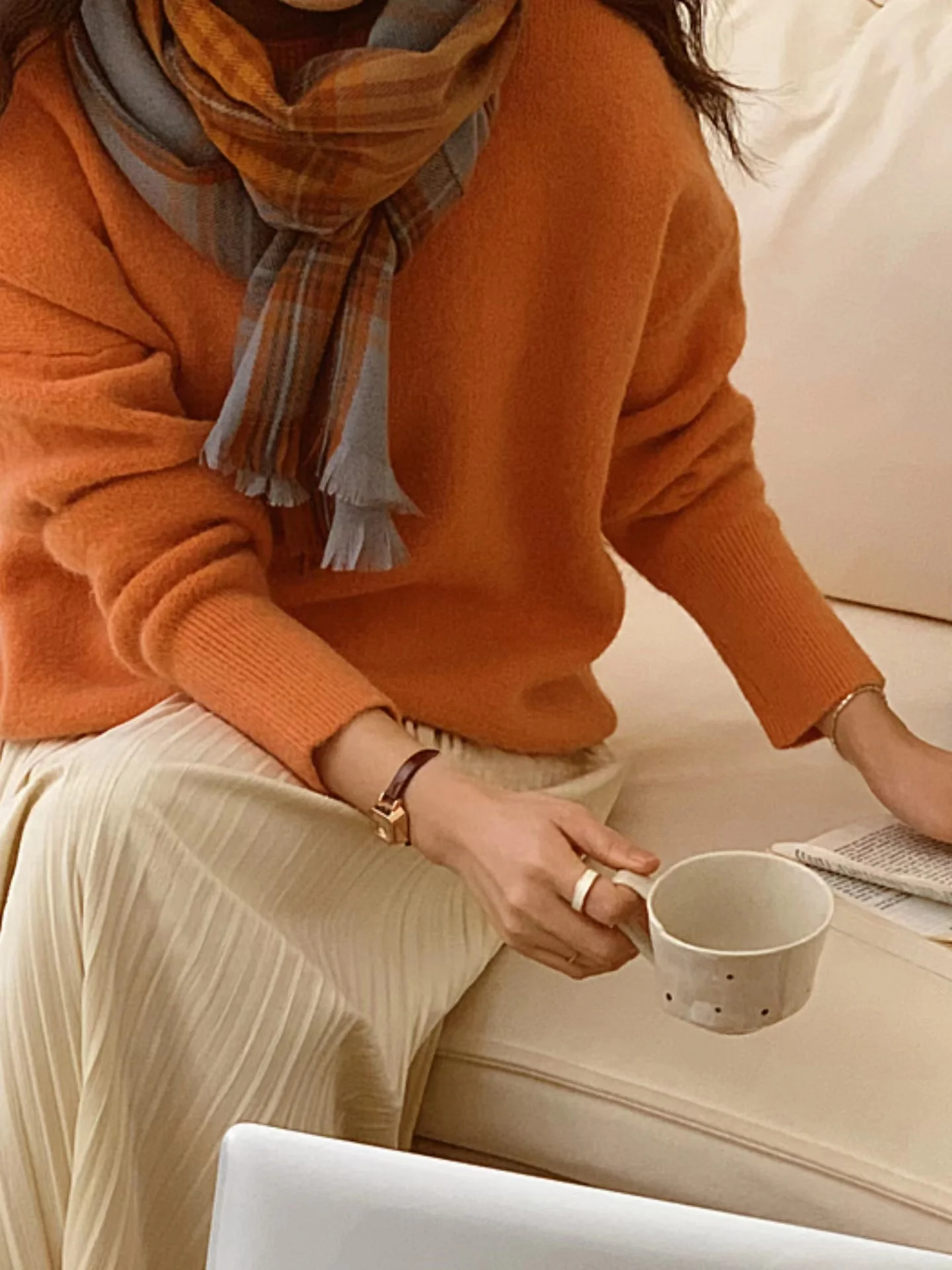 

Loose Women's Knitted Sweater Pure Color Rose Orange Pink Lazy Sle Spring New Arrival Comfortable Fit round Ne Long Sve