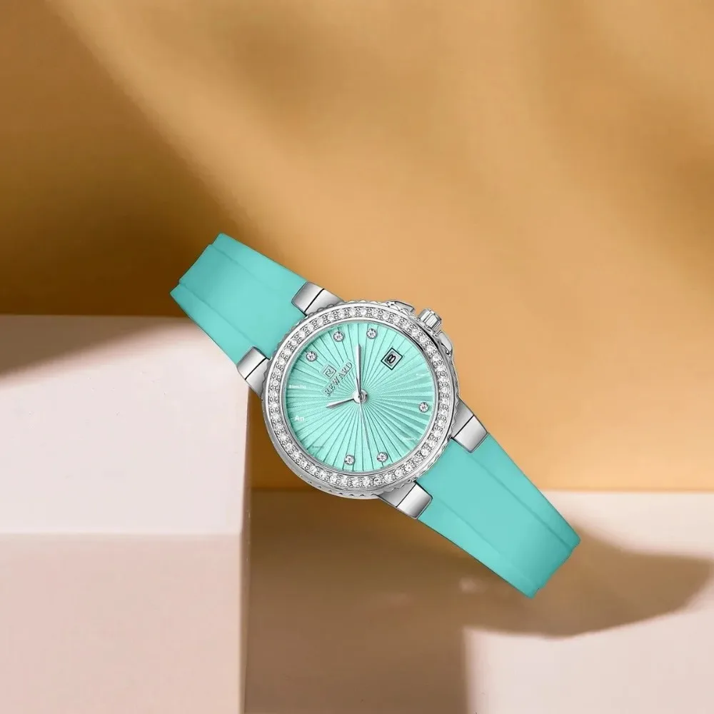 Reward 231780L Luxury Sports Silicone Quartz Women's Watch with Diamond Inlaid Waterproof Calendar Watches for Women Reloj Mujer