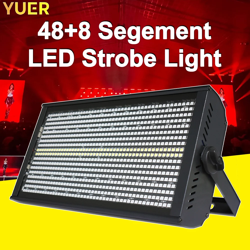 YUER 200W LED RGBW 4in1 48 Partition Strobe Light White 8000K DMX Super Bright Dj Wash Bar Strobe Stage Lighting Effects