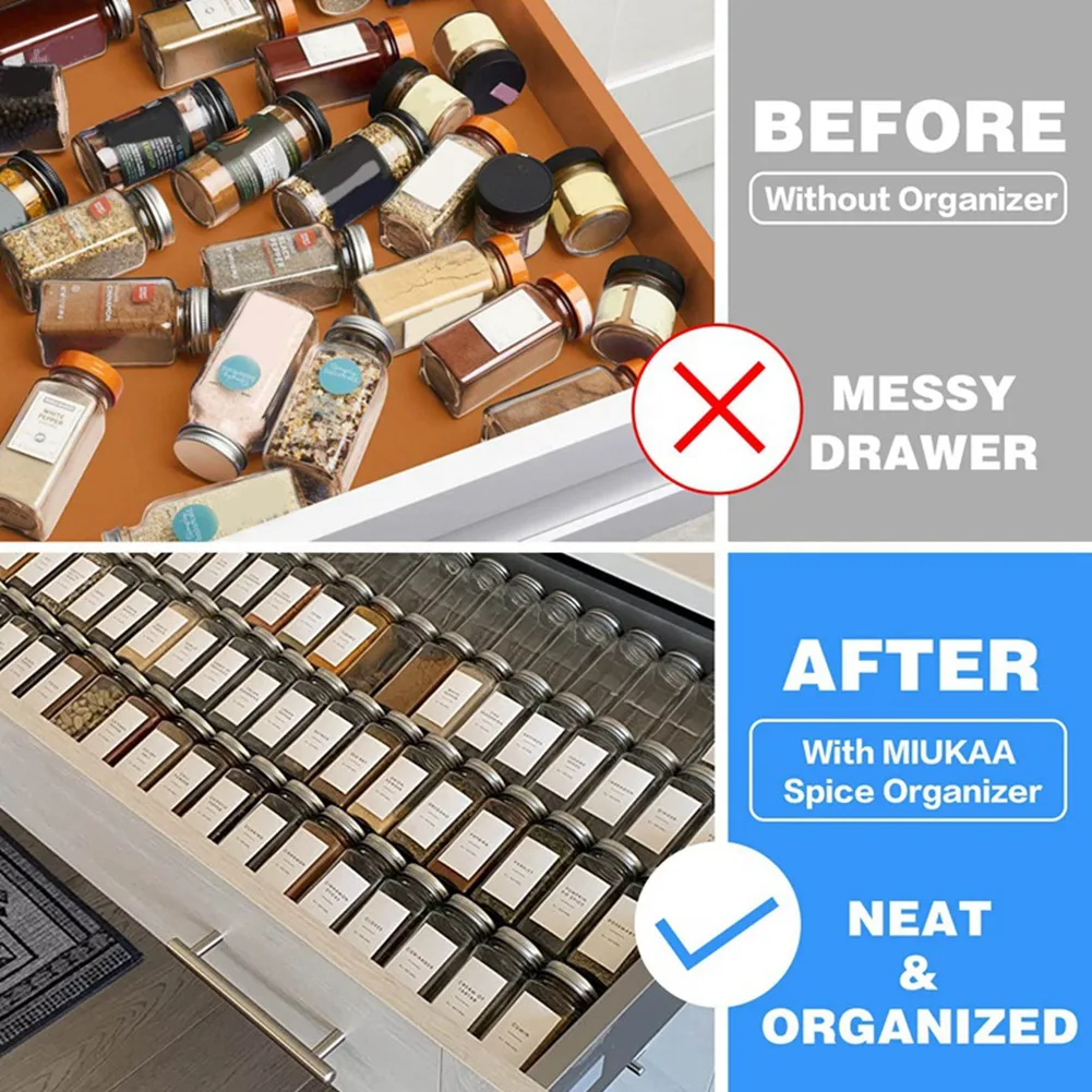 MHWY Clear Acrylic Spice Drawer Organizer,Seasoning Jars Drawers Insert,Kitchen Spice Rack Tray for Drawer (Jar Not Included)