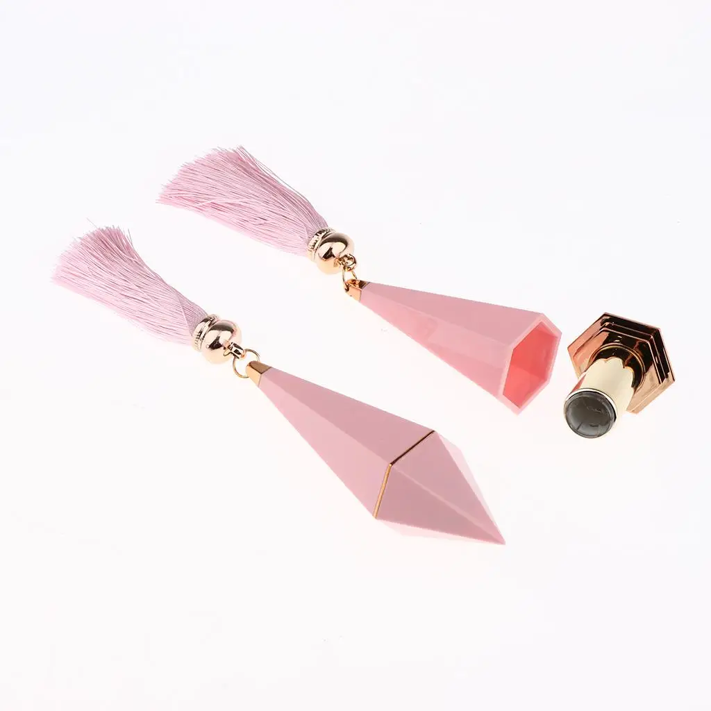 5x أنابيب بلسم الشفاه الوردي الفارغ DIY 12.1 ملم زجاجات حاويات بلسم الشفاه