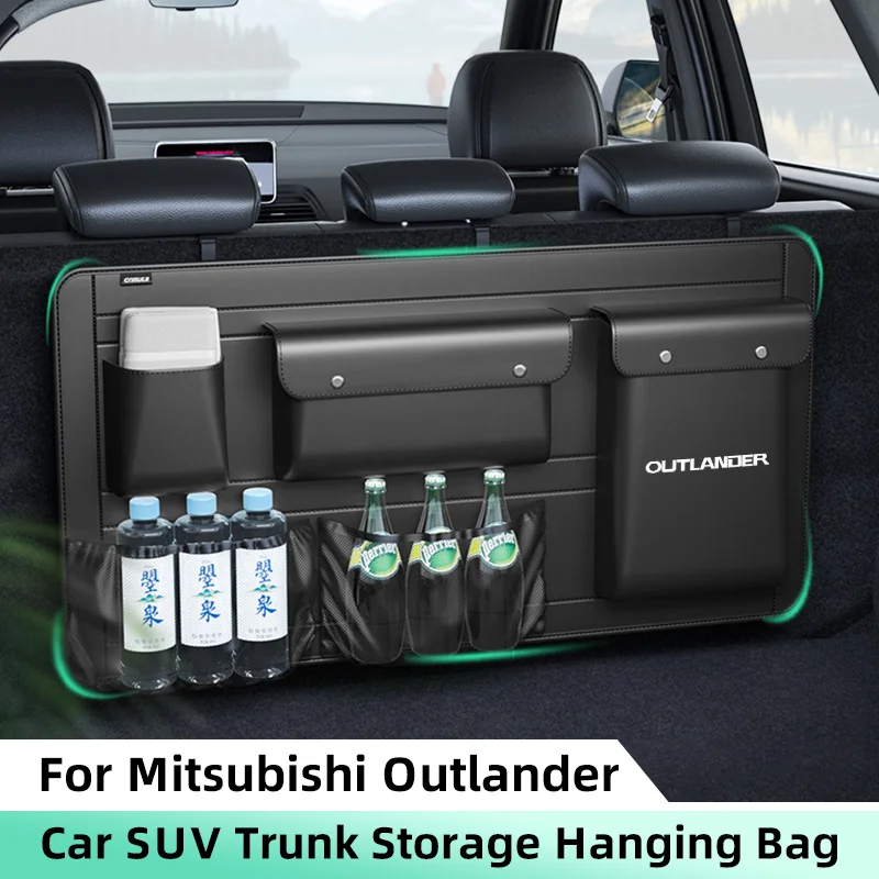 

Car Trunk Organizer Storage Bag for Mitsubishi Outlander SUV Backseat Hanging Organizer MPV Upgrade Trunk Leather Storage Bag