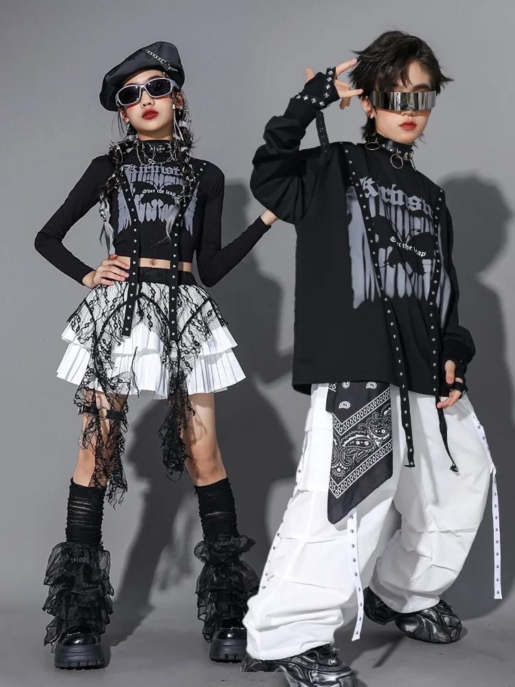 2025 Kinder Hiphop Tanzkostüme für Mädchen Kpop Outfits Street Dance Wear Jungen Jazz Modern Dance Performance Kleidung DQS 20557