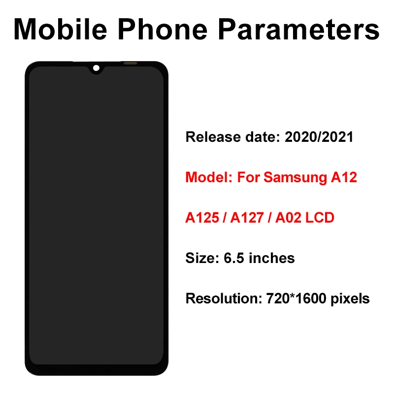IPS 6.5" For Samsung Galaxy A12 Nacho LCD SM-A127F/DSN A12 LCD SM-A125F/DSN Touch Screen Digitizer For A02 Display Replace Parts image 2