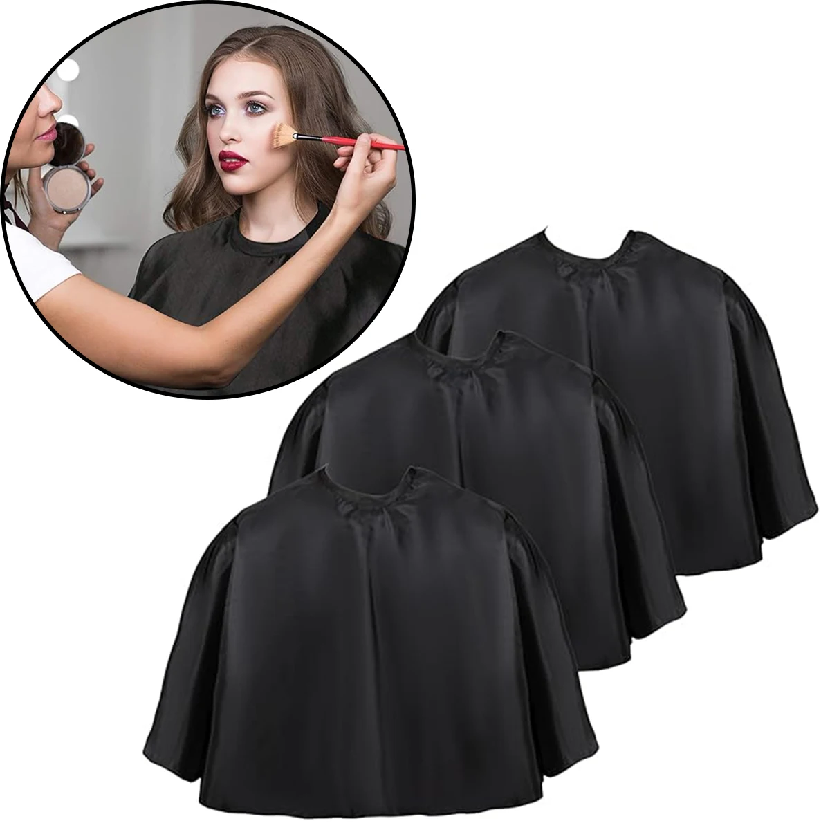 

1/3/5Pcs Shortie Makeover Bib – Waterproof Beauty Salon Cape for Hairdressing, Beard Shaving & Shampoo (Adjustable, Reusable)