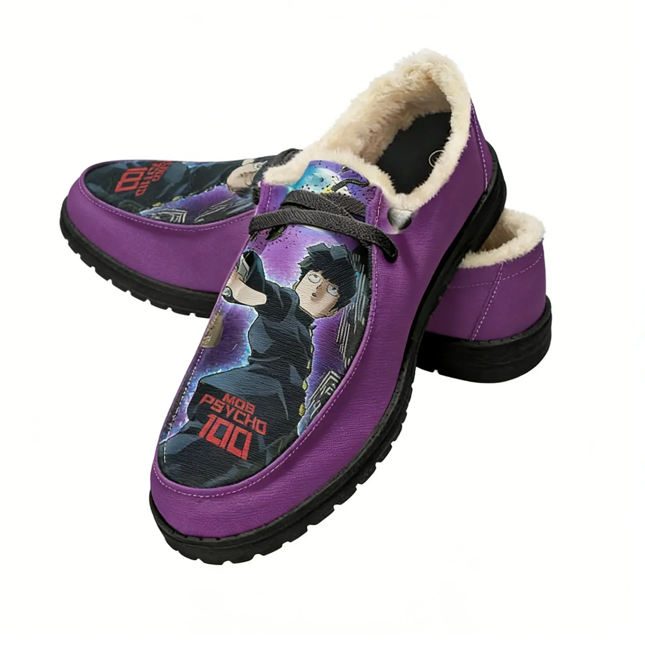 

Туфли на плоской подошве Mob Psycho 100 Velvet, мужская и женская теплая обувь, легкая обувь для дома и улицы, индивидуальная обувь с принтом, изготовленная на заказ, обувь для пар