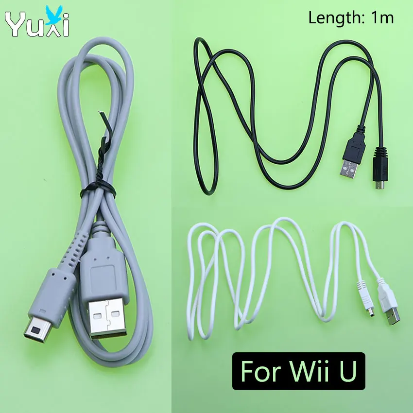 YuXi USB Charger Data Cord Power Supply Charging Cable For Wii U Game Controller Joypad Black/White/Grey