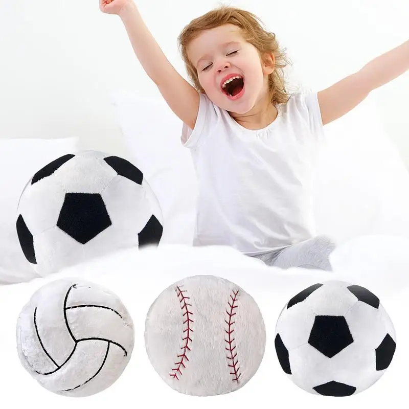 Ball Pillow Soccer Sports Ball Throw Pillow Stuffed Soft Plush Toy Pillows Decor For Bedroom Theme Plush Circle Throw Pillows